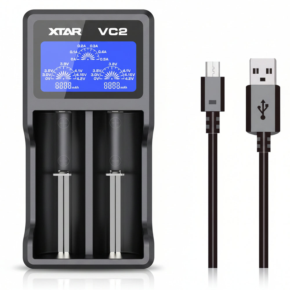 XTAR VC2 Cargador Inteligente de Baterías 18650 con Pantalla LCD