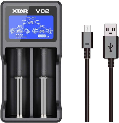 XTAR VC2 Cargador Inteligente de Baterías 18650 con Pantalla LCD