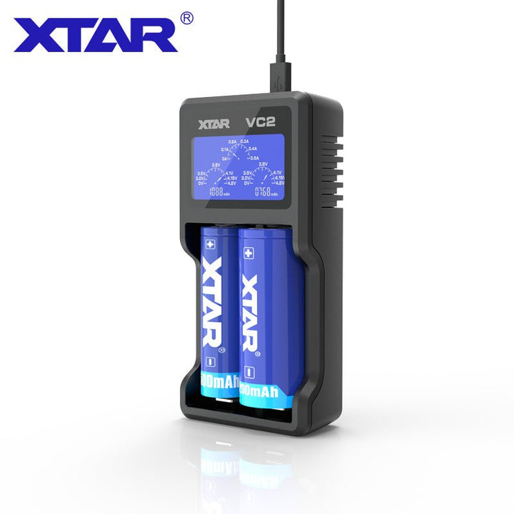 XTAR VC2 Cargador Inteligente de Baterías 18650 con Pantalla LCD - Tecneu