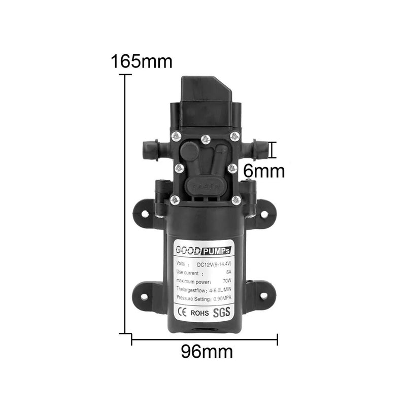 Bomba De Agua Diafragma Inteligente 1/4inch 6L Alta Presión 12v 70w