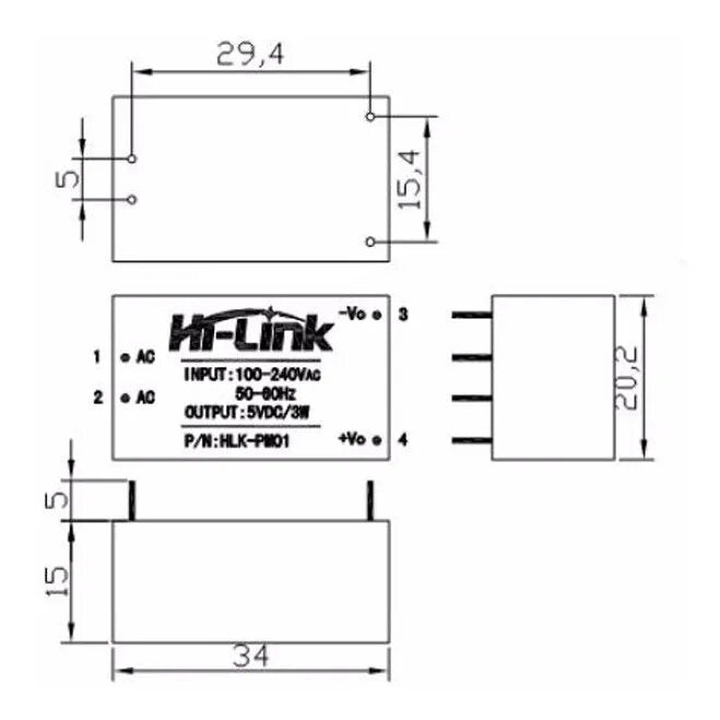 Convertidor Ac Dc Fuente 5v Hlk-pm01