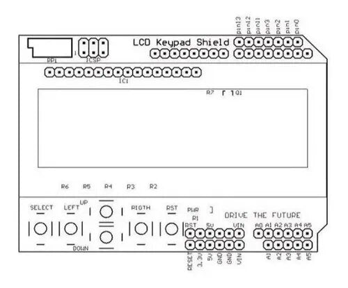 Display Lcd 16x2 Shield Keypad Para Arduino Con Teclado Azul