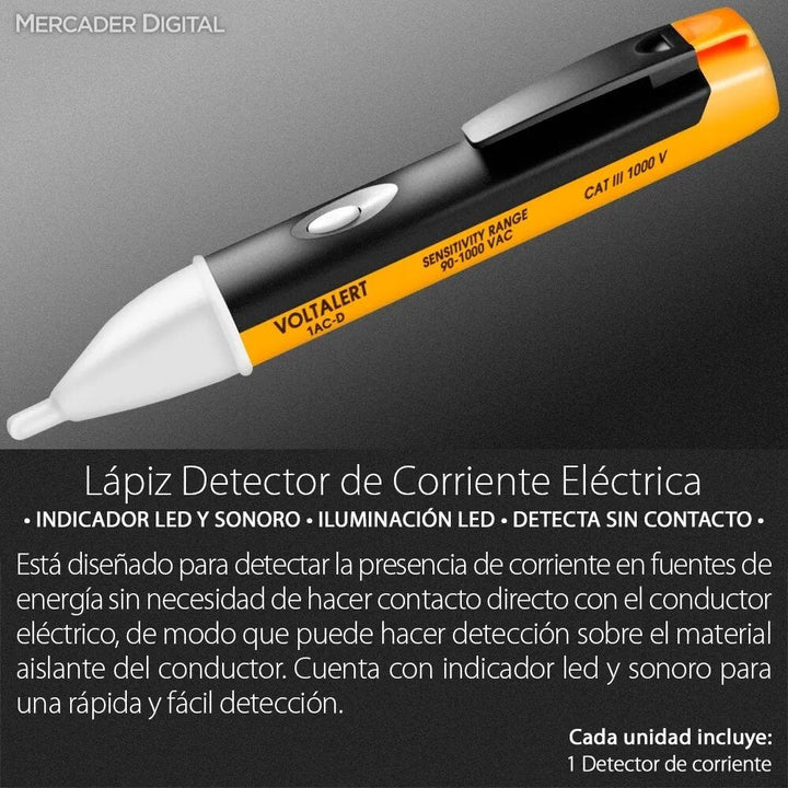 Detector De Voltaje Tipo Pluma Fase 90 - 1000 Vac Led Alarma - Tecneu