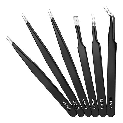 Kit 6 Pinzas Antiestaticas Precision Esd, Smd, Pcb, Celular - Tecneu